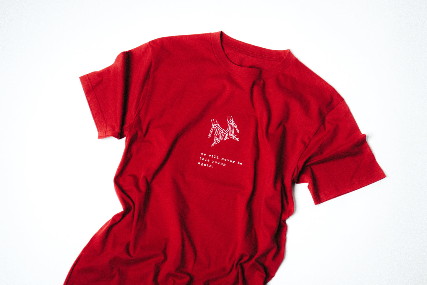 never be this young t-shirt - dark red